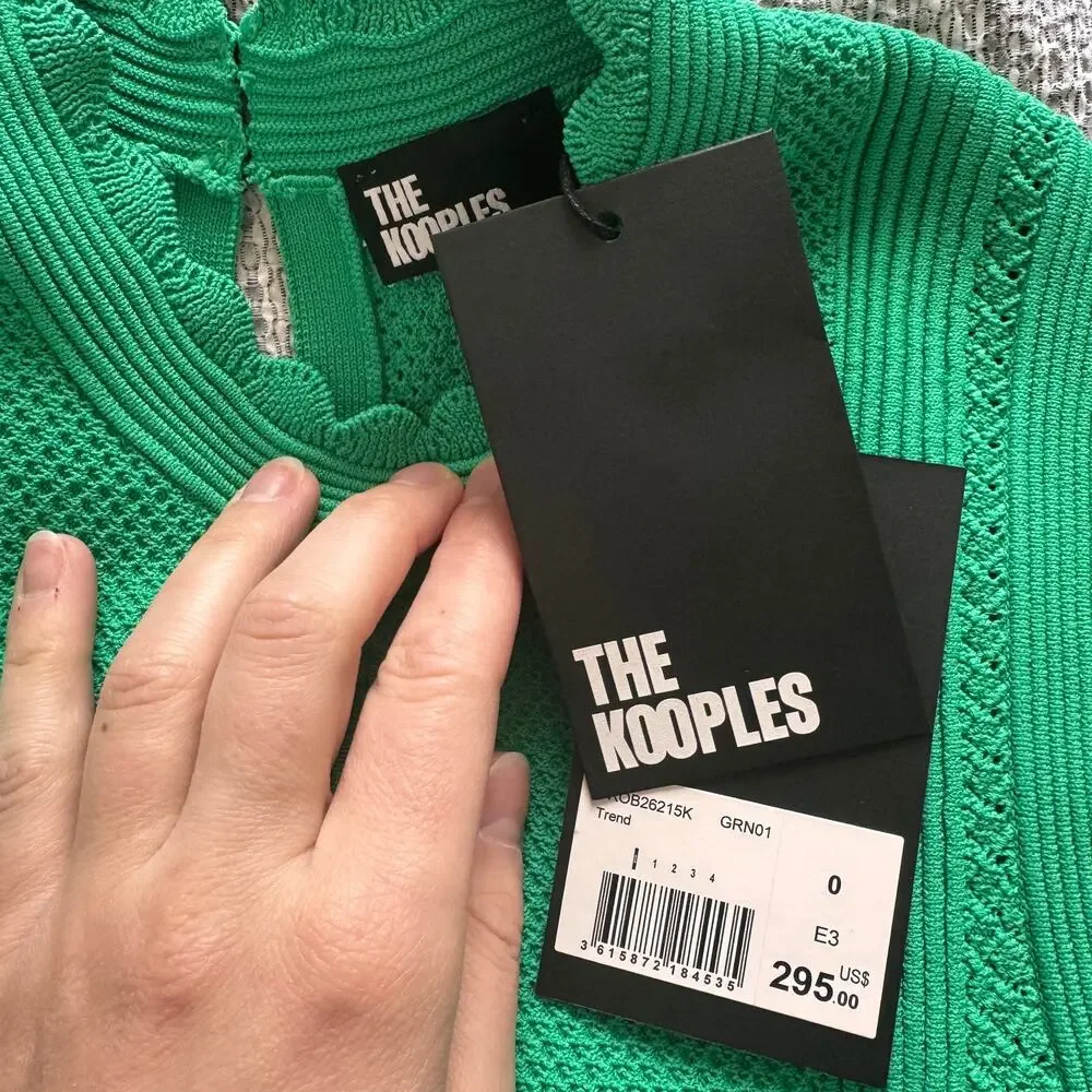 The Kooples | NWT Kelly Green Knit Pointelle Fit & Flare Dress Size 0/XS - Picture 11 of 12